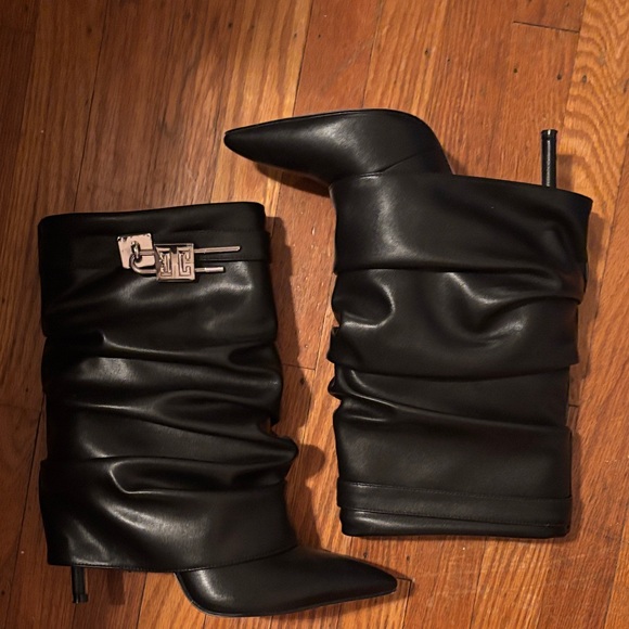 Black Leather Women's Boots - Picture 2 of 4